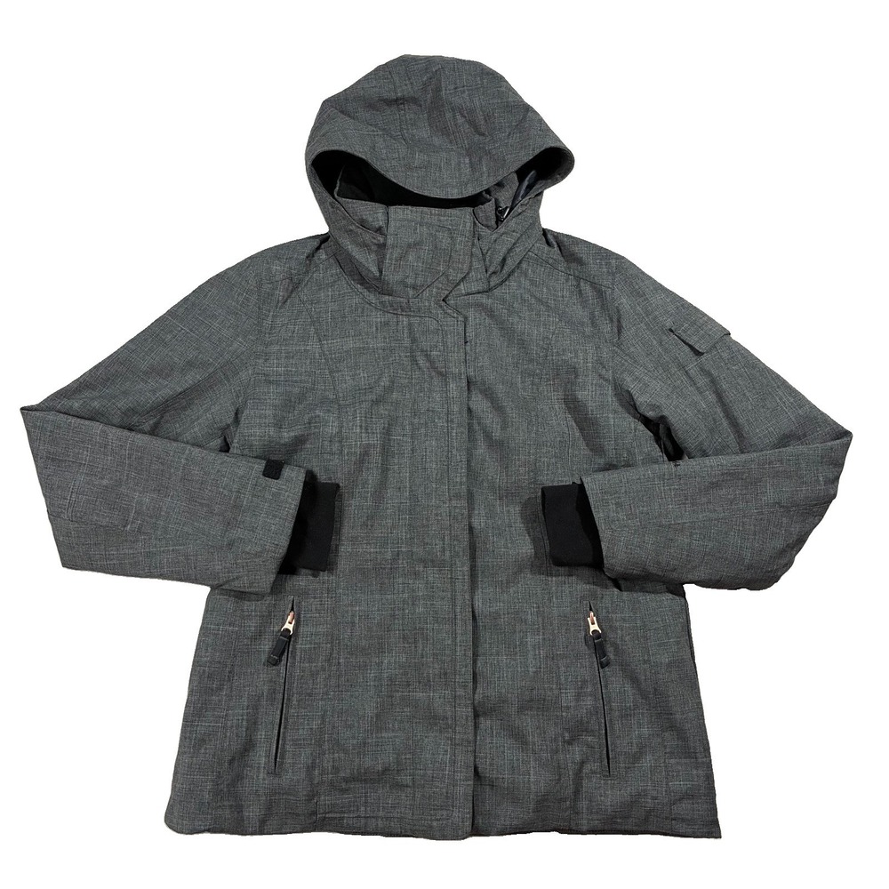 Obermeyer Brynn Ski Jacket Hooded Gray Women's 12 Après-Ski Minimalist Tech Wear